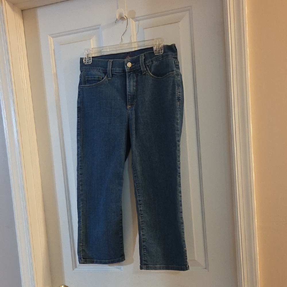 NYDJ Blue Denim Jeans - Classic Straight Crop 4